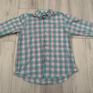 Men’s Vineyard Vines Button Down Size XL Pink/Green/White checked shirt
